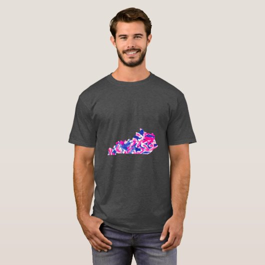 Pink and Blue Floral Kentucky Oversized Tシャツ (正面フル)