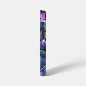 Pink and Blue Floral PopSocket iPhoneケース (左側面)