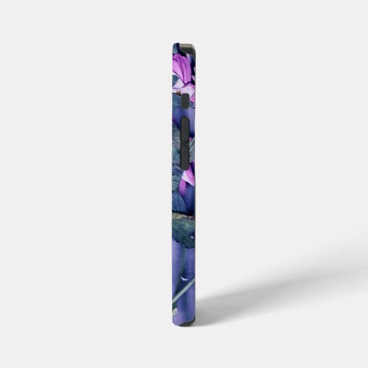 Pink and Blue Floral PopSocket iPhoneケース (左側面)