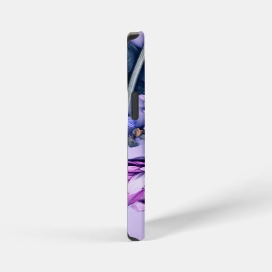 Pink and Blue Floral PopSocket iPhoneケース (右側面)