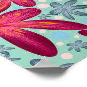 Pink and Blue Floral Seamless Pattern ポスター (角)