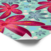 Pink and Blue Floral Seamless Pattern ポスター (コーナー)