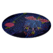 Pink and blue flower カッティングボード (角)