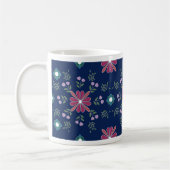 Pink and Blue Folk Art Floral Mug コーヒーマグカップ (左)