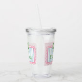 Pink and Blue Frame With Green Gingham Bow アクリルタンブラー (左)