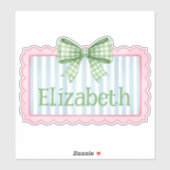 Pink and Blue Frame With Green Gingham Bow シール (シート)