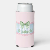 Pink and Blue Frame With Green Gingham Bow スリム缶クーラー (Seltzer正面)