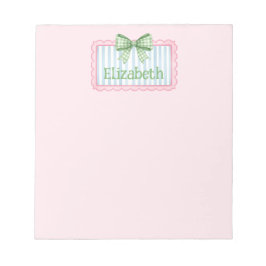 Pink and Blue Frame With Green Gingham Bow ノートパッド