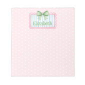 Pink and Blue Frame With Green Gingham Bow ノートパッド (正面)