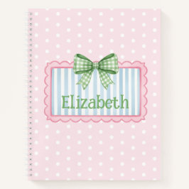 Pink and Blue Frame With Green Gingham Bow ノートブック