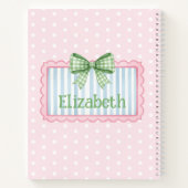 Pink and Blue Frame With Green Gingham Bow ノートブック (裏面)