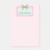 Pink and Blue Frame With Green Gingham Bow ポストイット (正面)