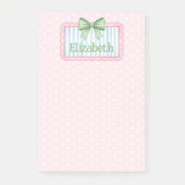 Pink and Blue Frame With Green Gingham Bow ポストイット (正面)