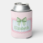 Pink and Blue Frame With Green Gingham Bow 缶クーラー (缶裏面)
