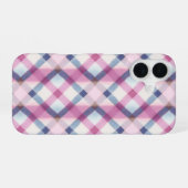 Pink and Blue Gingham Check Phone Case iPhone 16ケース (裏面横)