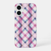 Pink and Blue Gingham Check Phone Case iPhone 16ケース (裏面)
