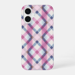Pink and Blue Gingham Check Phone Case iPhone 16ケース