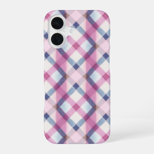 Pink and Blue Gingham Check Phone Case iPhone 16ケース (裏面)