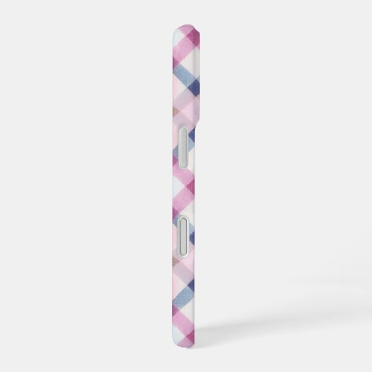 Pink and Blue Gingham Check Phone Case iPhone 16ケース (右側面)