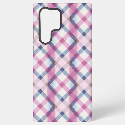 Pink and Blue Gingham Check Phone Case Samsung Galaxyケース (裏面)