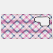 Pink and Blue Gingham Check Phone Case Samsung Galaxyケース (裏面横)