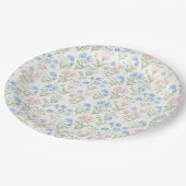 Pink and Blue Grandmillennial Floral ペーパープレート (アングル)