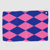 Pink and Blue Harlequin Checkered Design  ゴルフタオル (横)