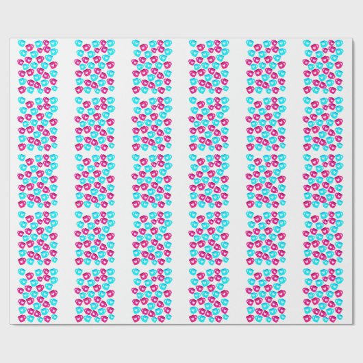 Pink and Blue Heart Cups Pattern ラッピングペーパー (フラット)
