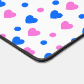 Pink and Blue Hearts and Polka Dots Pattern デスクマット (コーナー)