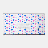 Pink and Blue Hearts and Polka Dots Pattern デスクマット (キーボード&マウス)