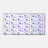 Pink and Blue Hearts and Polka Dots Pattern デスクマット (正面)