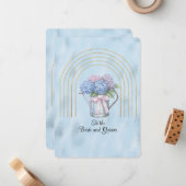 Pink and Blue Hydrangea Waterting Can Gold Arches ノートカード (正面/裏面インサイチュ)
