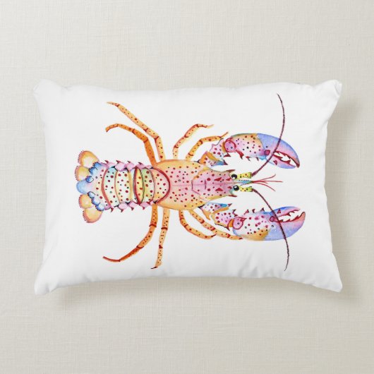 Pink and Blue Lobster アクセントクッション (正面)