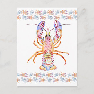 Pink and Blue Lobster シーズンポストカード