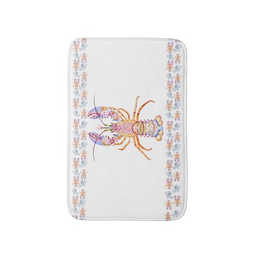Pink and Blue Lobster バスマット (正面縦)
