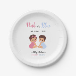Pink and Blue Pacifier Baby Gender Reveal Party ペーパープレート