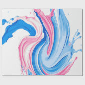 Pink and Blue Paint Splash Pattern on White – Fun  ラッピングペーパー (フラット)