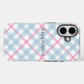 Pink and Blue Plaid Personalized Name Case-Mate iPhoneケース (裏面 (横))