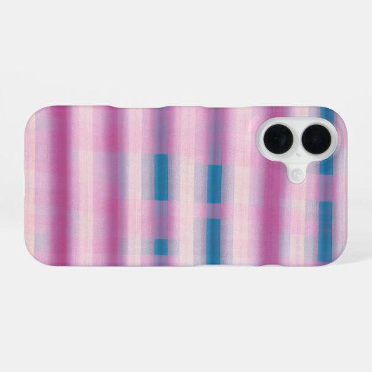 Pink and Blue Plaid Phone Case iPhone 16ケース (裏面横)