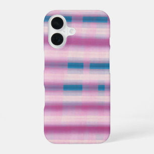 Pink and Blue Plaid Phone Case iPhone 16ケース