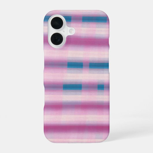 Pink and Blue Plaid Phone Case iPhone 16ケース (裏面)