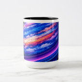 Pink and Blue Planet with Rings ツートーンマグカップ (中央)