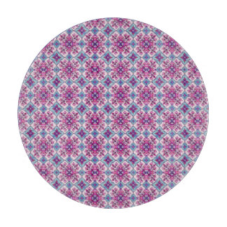 Pink and Blue Tile Design カッティングボード