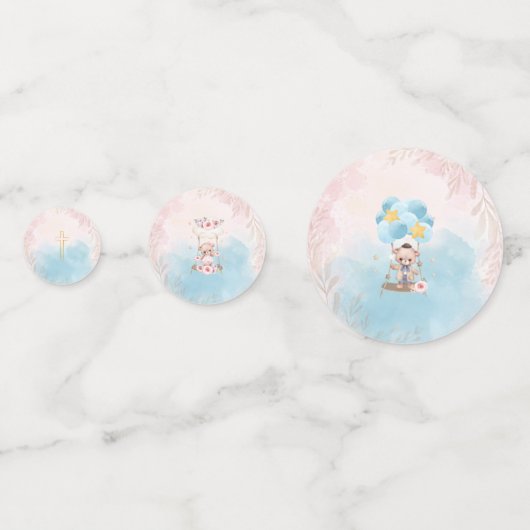 Pink and Blue Twin Teddy Bears Table Confetti  コンフェッティ (正面)