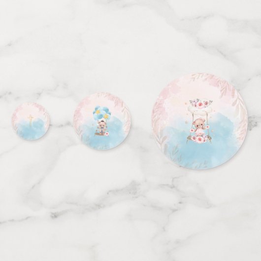 Pink and Blue Twin Teddy Bears Table Confetti  コンフェッティ (裏面)