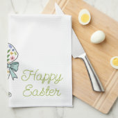 Pink and Blue Wildflower Easter Rabbit キッチンタオル (四つ折り)