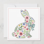 Pink and Blue Wildflower Easter Rabbit シーズンカード (正面)