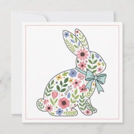 Pink and Blue Wildflower Easter Rabbit シーズンカード