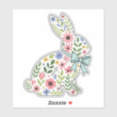 Pink and Blue Wildflower Easter Rabbit シール (シート)
