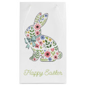 Pink and Blue Wildflower Easter Rabbit スモールペーパーバッグ (裏面)